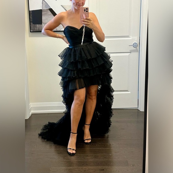 Lovers + Friends “Elsa” black tulle ruffle gown - Picture 1 of 6